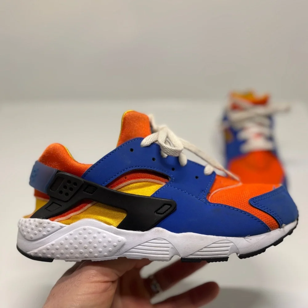 Nike Air Huarache Youth Sneakers Size 3Y Blue Orange Athletic Shoes
